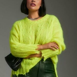 Anthropologie yellow open knit sweater NWT S